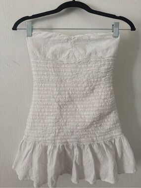Strapless White Ruffled Summer Top/Dress